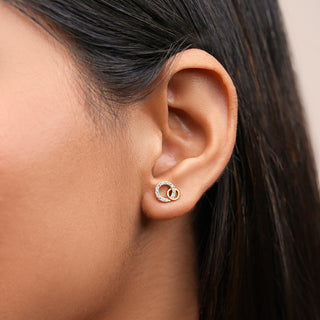 Connected Circles Diamond Earrings-Yellow Gold