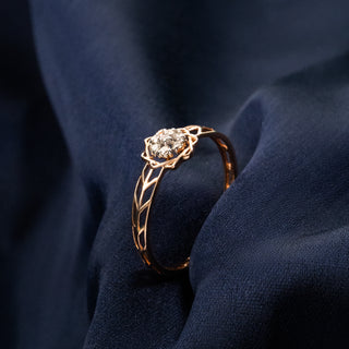 Gilded Mesh Diamond Ring-Yellow Gold