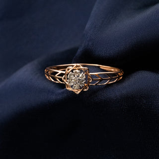 Gilded Mesh Diamond Ring-Yellow Gold