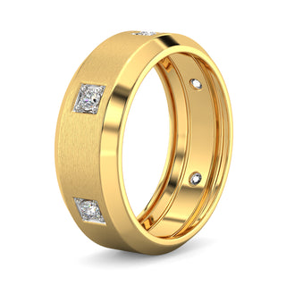 Brushed Diamond Band-Yellow Gold