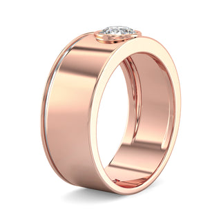 Solitaire Diamond Band for Men-Rose Gold