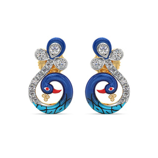 Imperial Peacock Earring-Yellow Gold