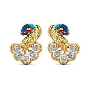 Peacock Charisma Earrings-Yellow Gold