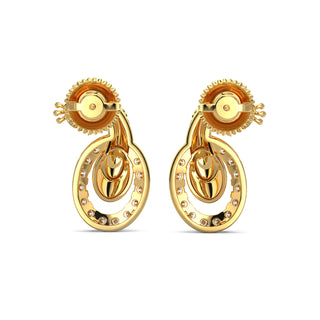Singing Peacock Earrings-Yellow Gold