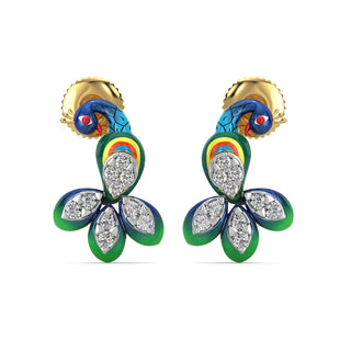 Turquoise Tail Earrings-Yellow Gold