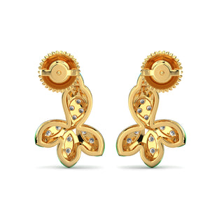 Turquoise Tail Earrings-Yellow Gold