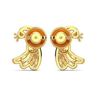 Vibrant Peacock Earrings-Yellow Gold