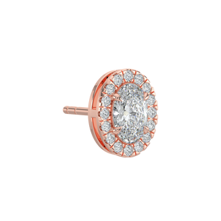 Oval Halo LGD Solitaire Studs-Rose Gold