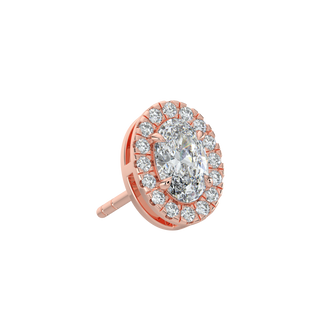 Oval Halo LGD Solitaire Studs-Rose Gold