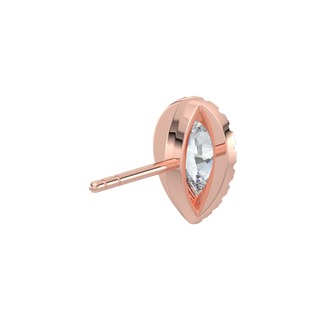 Pear Halo LGD Solitaire Studs-Rose Gold