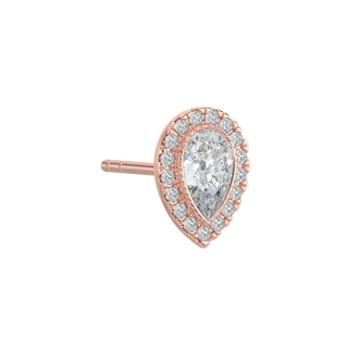 Pear Halo LGD Solitaire Studs-Rose Gold