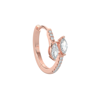 Marquise Diamond Hoop Earrings-Rose Gold