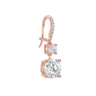 Round LGD Solitaire Drop Earrings-Rose Gold