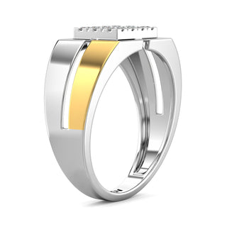 Luminous Dual Tone Diamond Ring for Men-White Gold