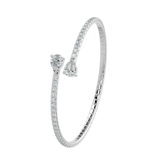 Pear Solitaire Diamond Bracelet-White Gold