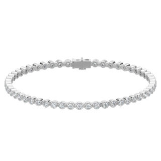 Round Tennis Diamond Bracelet-White Gold