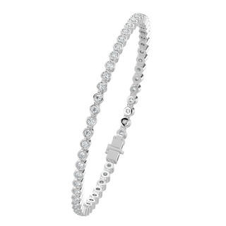 Round Tennis Diamond Bracelet-White Gold