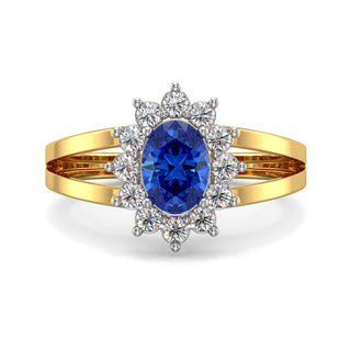 Oval Halo Blue Gemstone Ring