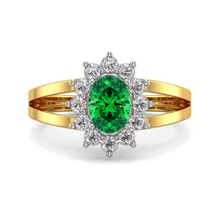 Oval Halo Green Gemstone Ring