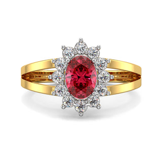 Oval Halo Red Gemstone Ring