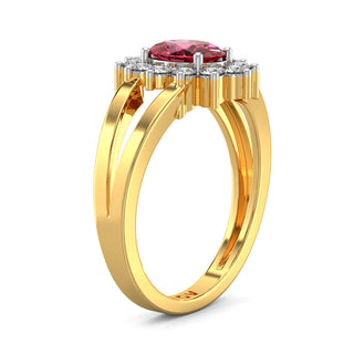 Oval Halo Red Gemstone Ring