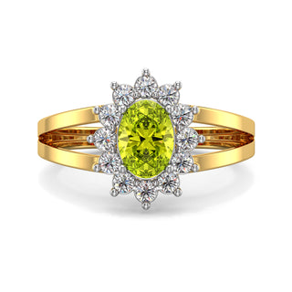 Oval Halo Yellow Gemstone Ring