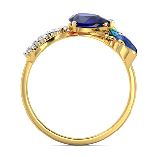 Gemstone Peacock Ring-Yellow Gold