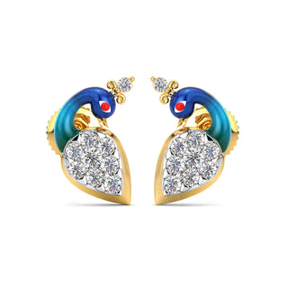 Minimalist Peacock Earrings-Yellow Gold