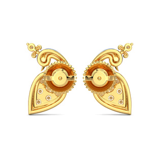 Minimalist Peacock Earrings-Yellow Gold