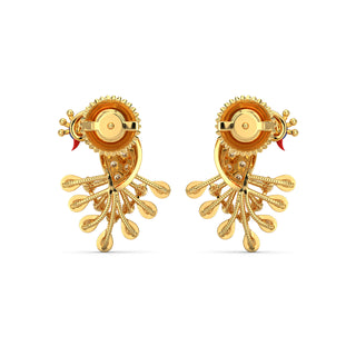 Peafowl Harmony Earrings-Yellow Gold