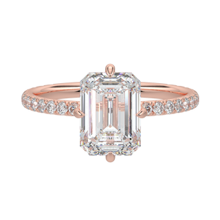 Enchanting Emerald LGD Solitaire Ring-Rose Gold