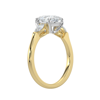 Three Stone Pear LGD Solitaire Ring-Yellow Gold