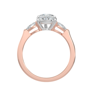 Three Stone Pear LGD Solitaire Ring-Rose Gold