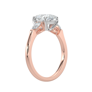 Three Stone Pear LGD Solitaire Ring-Rose Gold