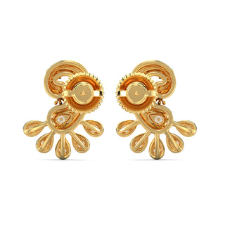 Dancing Peacock Earrings-Yellow Gold