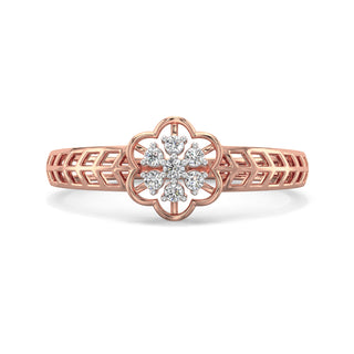 Orchid Charm Mesh Diamond Ring-Rose Gold