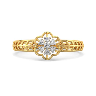 Orchid Charm Mesh Diamond Ring-Yellow Gold