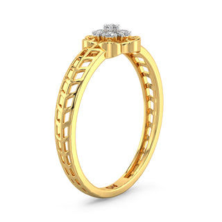 Orchid Charm Mesh Diamond Ring-Yellow Gold