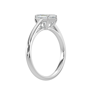 Classic Emerald Solitaire Ring-White Gold