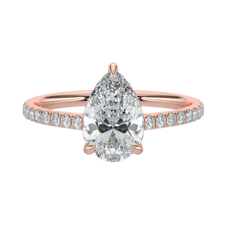 Dewdrop Pear LGD Solitaire Ring-Rose Gold