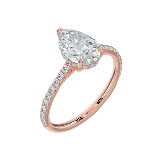 Dewdrop Pear LGD Solitaire Ring-Rose Gold