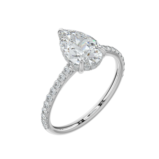 Dewdrop Pear LGD Solitaire Ring-White Gold