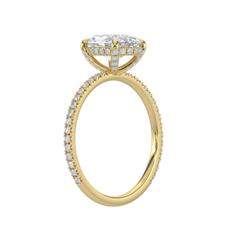 French Pave Oval LGD Solitaire Ring-Yellow Gold