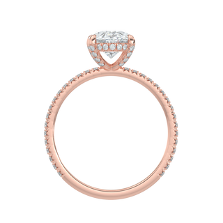 French Pave Oval LGD Solitaire Ring-Rose Gold