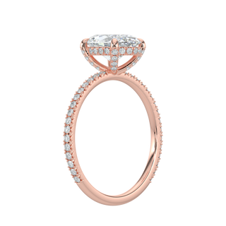 French Pave Oval LGD Solitaire Ring-Rose Gold