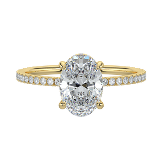 French Pave Oval LGD Solitaire Ring-Yellow Gold