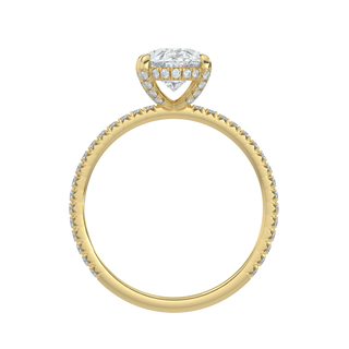 French Pave Oval LGD Solitaire Ring-Yellow Gold