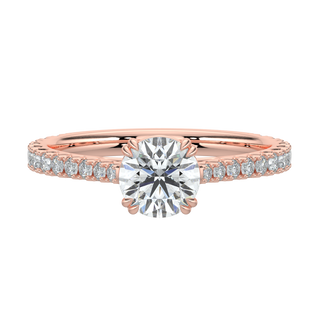 Pave Band LGD Solitaire Ring-Rose Gold