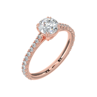 Pave Band LGD Solitaire Ring-Rose Gold