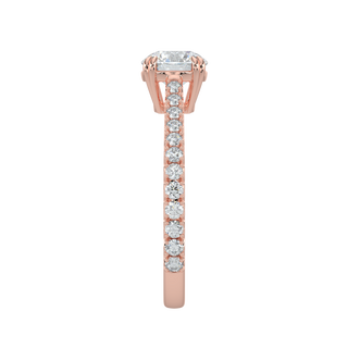 Pave Band LGD Solitaire Ring-Rose Gold